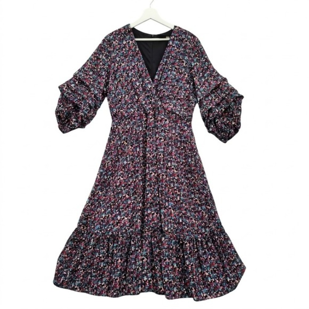 Maison Tara Womens Cottagecore Peasant Romantic‎ Floral Dress 16 Ruffle Sleeves